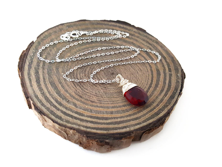 Garnet - January Birthstone - Sterling Silver Necklace