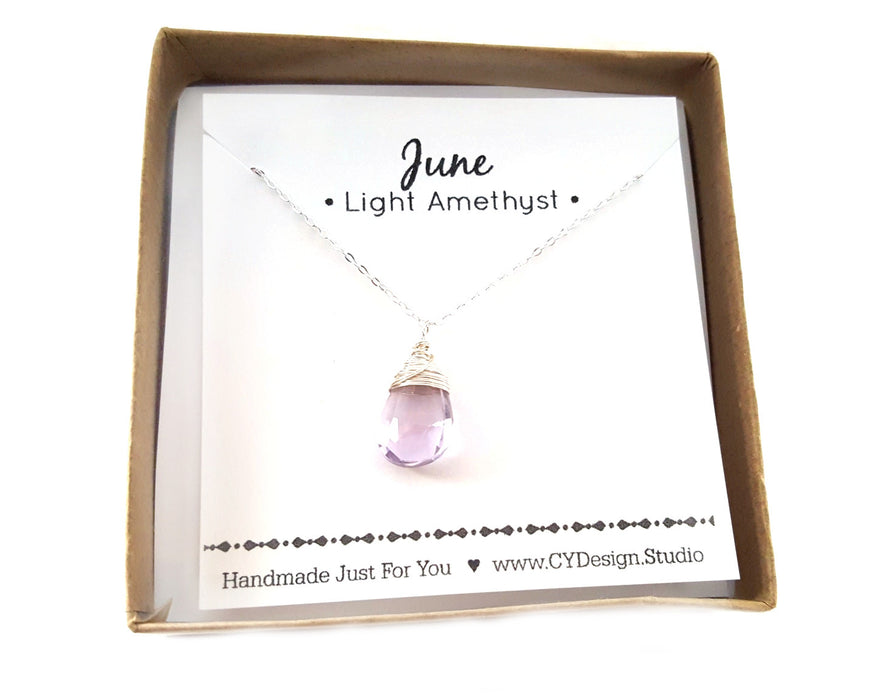 Light Amethyst - June Birthstone - Sterling Silver Necklace