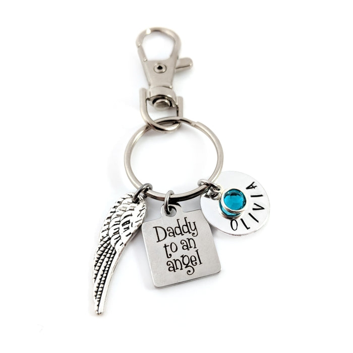 Daddy to an Angel Key Chain - Hand Stamped Key Chain - Sympathy Gift For Him