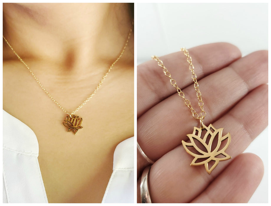 Lotus Flower Charm- Dainty 14k Gold Filled Jewelry