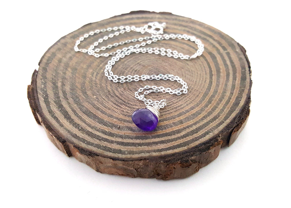 Amethyst  - February Birthstone - Sterling Silver Necklace