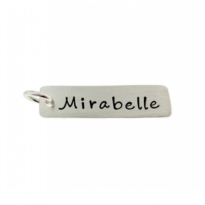 Add a Hand Stamped Name or a Date Charm -  Long Rectangle Tag