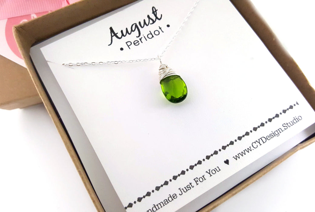 Peridot - August Birthstone - Sterling Silver Necklace