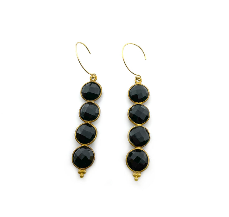 Black Onyx Gemstone Earrings in 14k Gold Fill