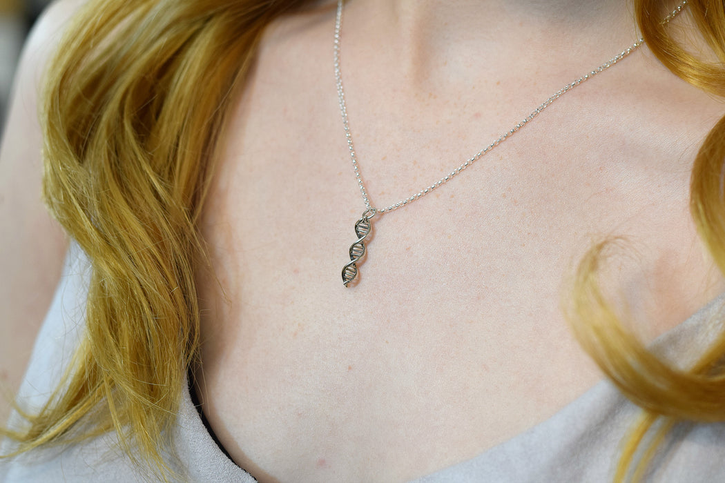 DNA Charm Necklace - Sterling Silver Necklace - Gift for Her