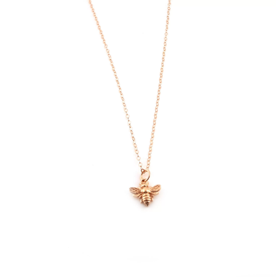 Bumblebee Charm Rose Gold Necklace - Honeybee Jewelry - Gift for Her