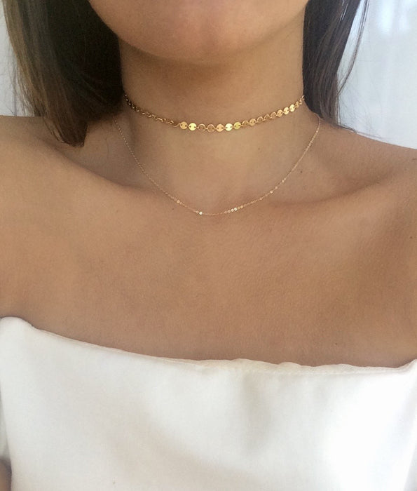 Silver or Gold Coin Disc Choker