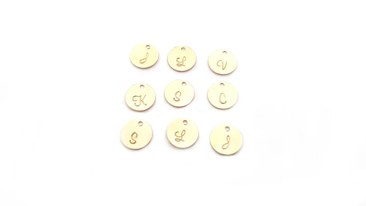 Add a 9 mm Gold Filled Handstamped Initial Disc - Initial Tag - Build your Own Necklace