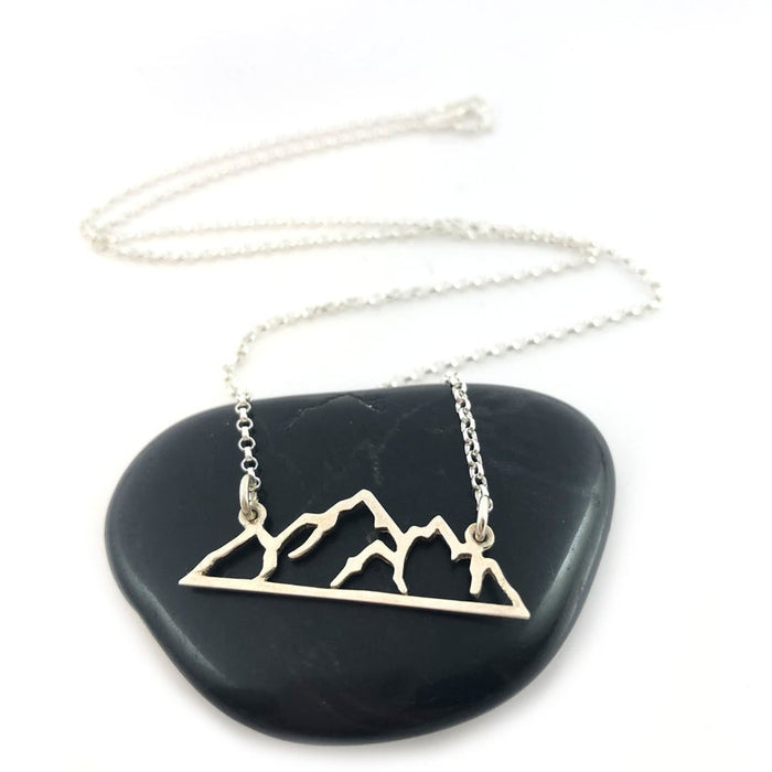 Mountain Skyline Bar 925 Sterling Silver Connector Necklace