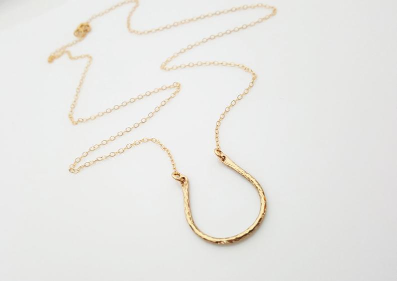 Horseshoe Charm Necklace - 14k Gold Fill Necklace - Simple Jewelry - Dainty Necklace - Gold Fill Jewelry - Lucky Necklace - Gift for Her