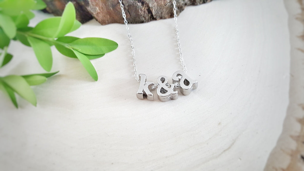 Two Initial Necklace -  Couples Initials Ampersand Necklace Personalized Necklace