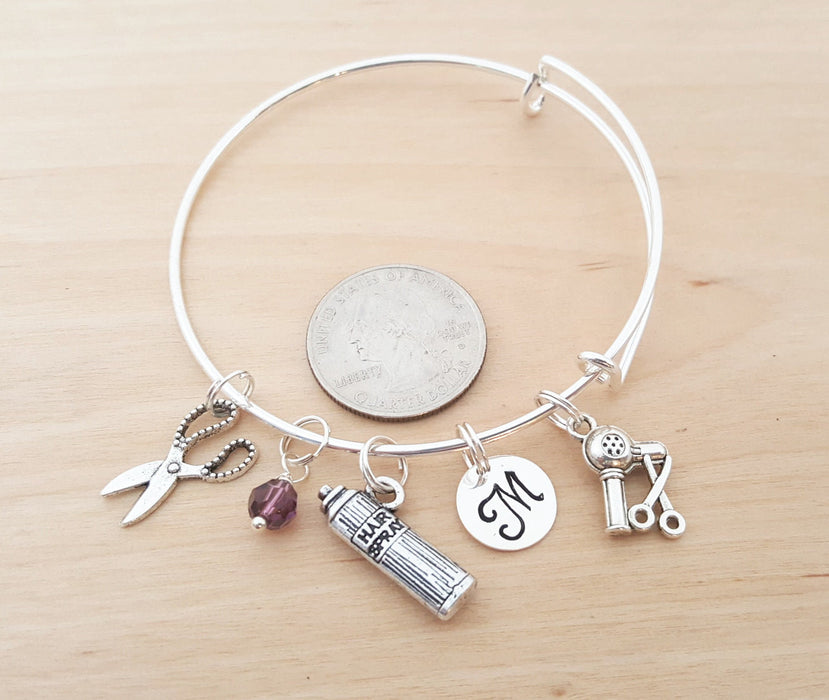 Hair Stylist Personalized Bangle Bracelet