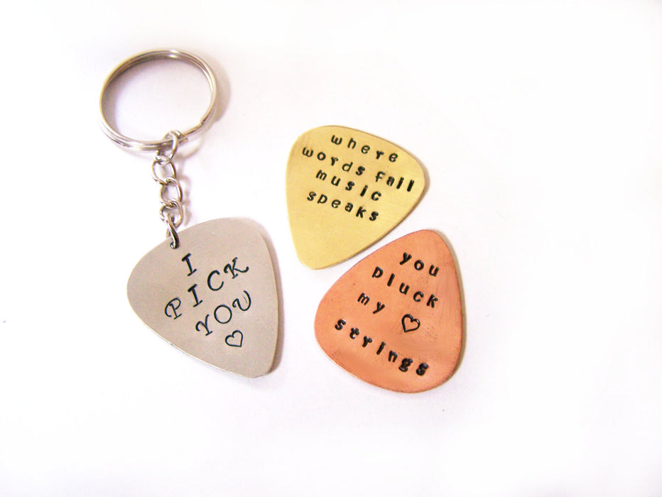 Hand Stamped Te Amo Guitar Pick