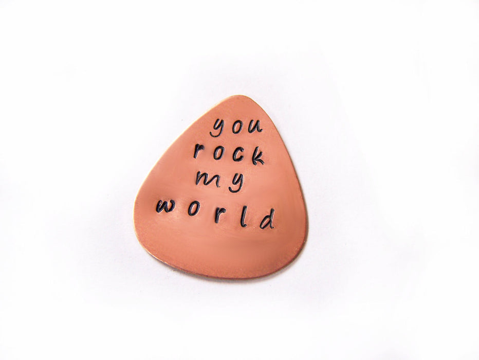 Hand Stamped Te Amo Guitar Pick