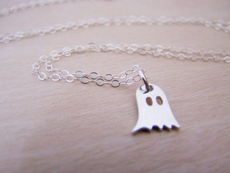 Pac Man Ghost Tiny Sterling Silver Necklace / Gift for Her