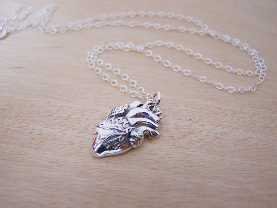 Anatomical Heart Sterling Silver Necklace