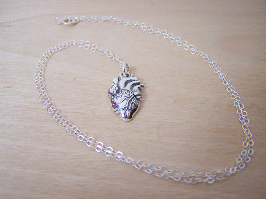 Anatomical Heart Sterling Silver Necklace