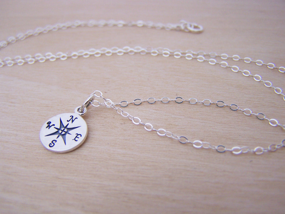 Compass Tiny Sterling Silver Necklace