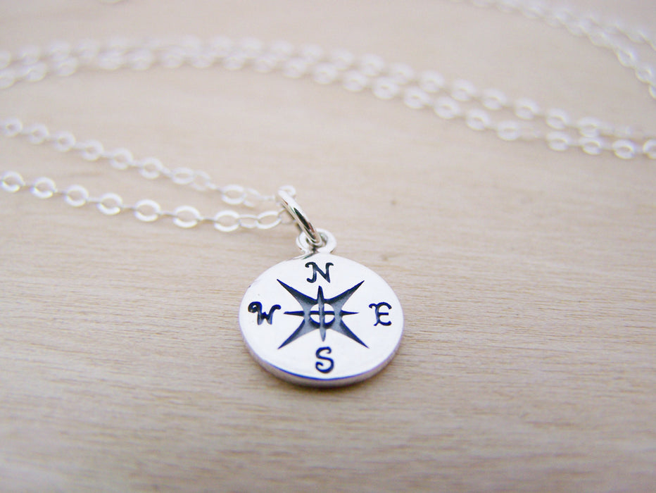 Compass Tiny Sterling Silver Necklace