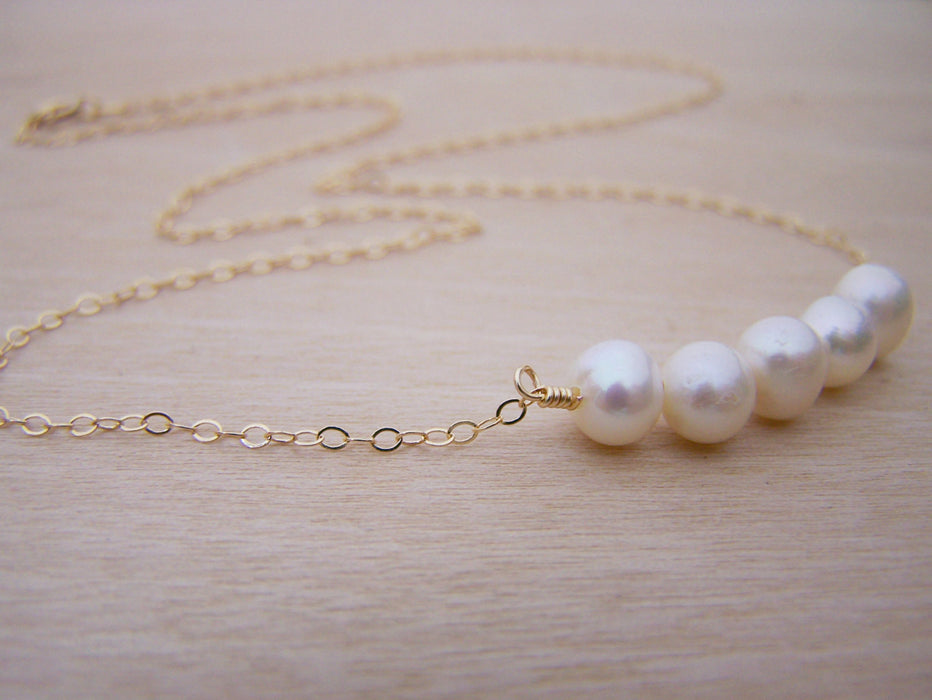 Freshwater Pearl Gold Filled Bar Necklace