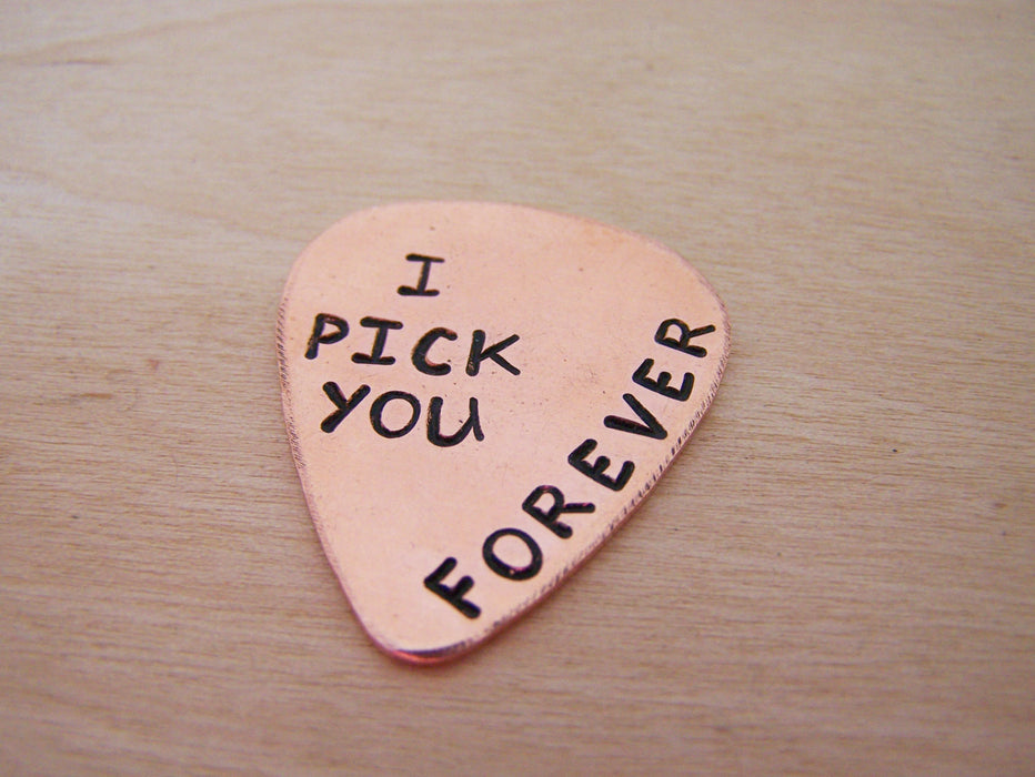 Hand Stamped I Pick You Forever Guitar Pick