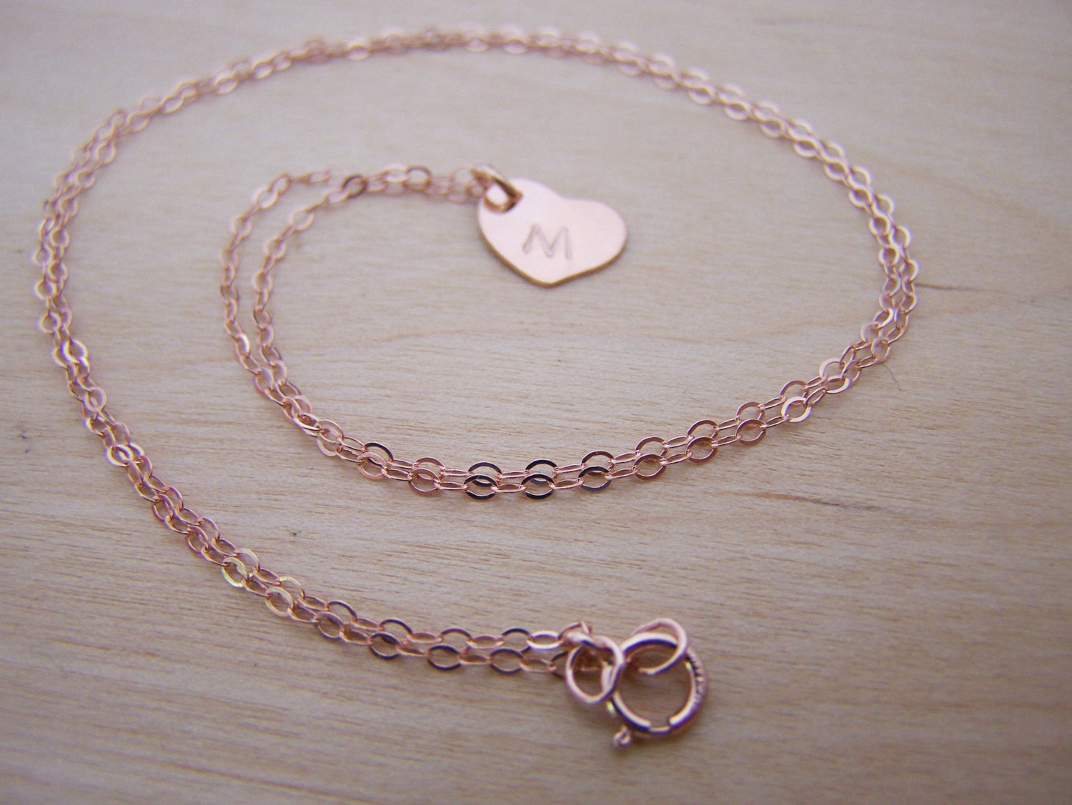 Heart Initial Necklace Rose Gold / W