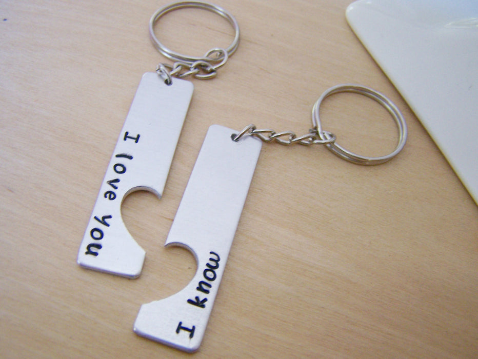 I Love You I Know Half Heart Key Couples Chain Set