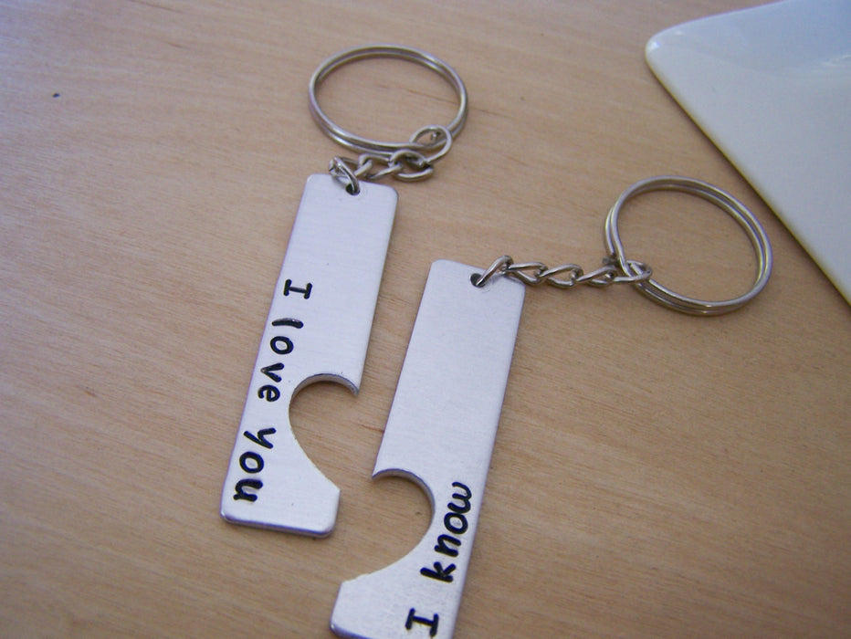 I Love You I Know Half Heart Key Couples Chain Set