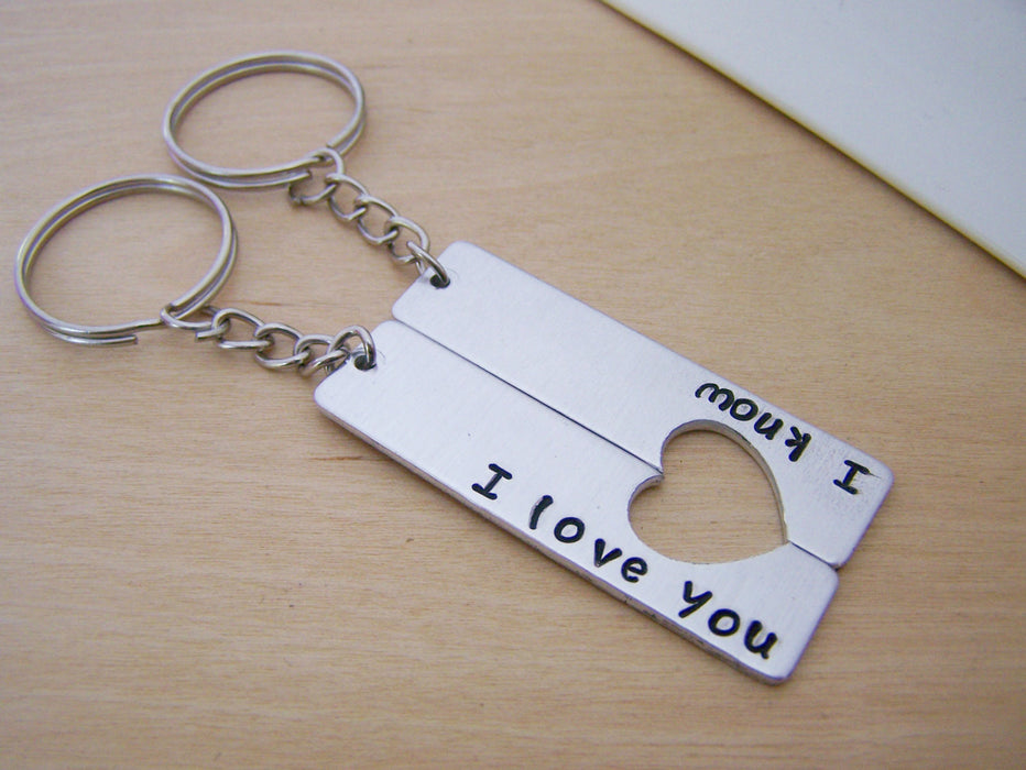 I Love You I Know Half Heart Key Couples Chain Set