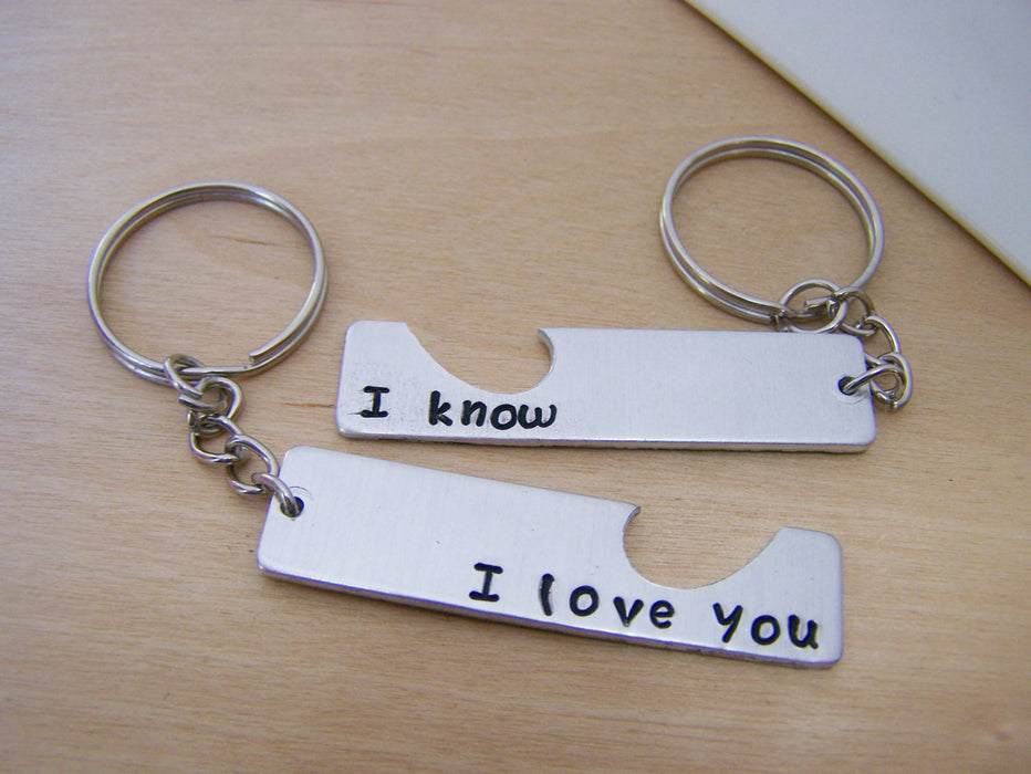 I Love You I Know Half Heart Key Couples Chain Set