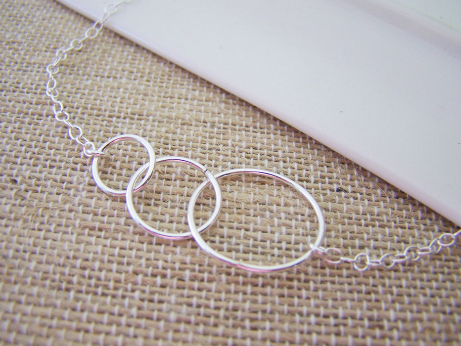 Three Circle Link Sterling Silver Necklace