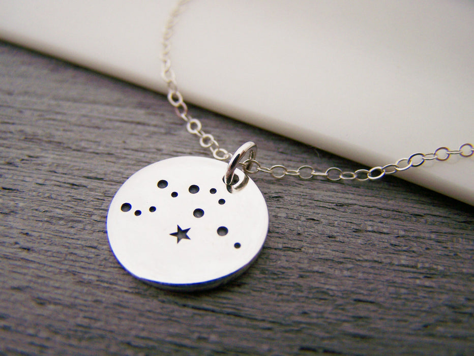 Aquarius Zodiac Constellation Sterling Silver Necklace