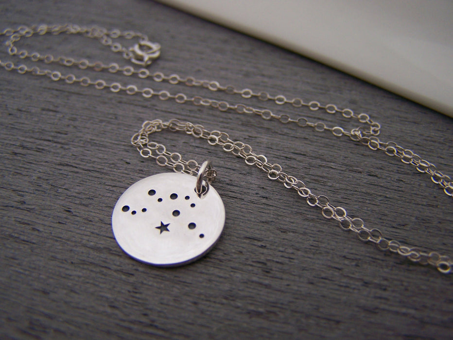 Aquarius Zodiac Constellation Sterling Silver Necklace