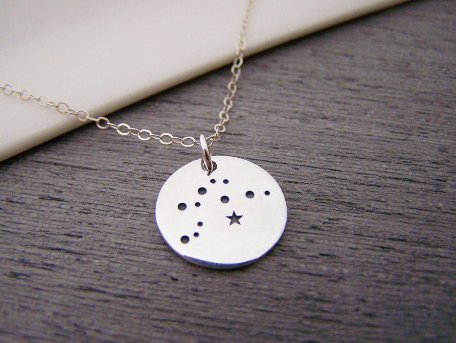 Aquarius Zodiac Constellation Sterling Silver Necklace