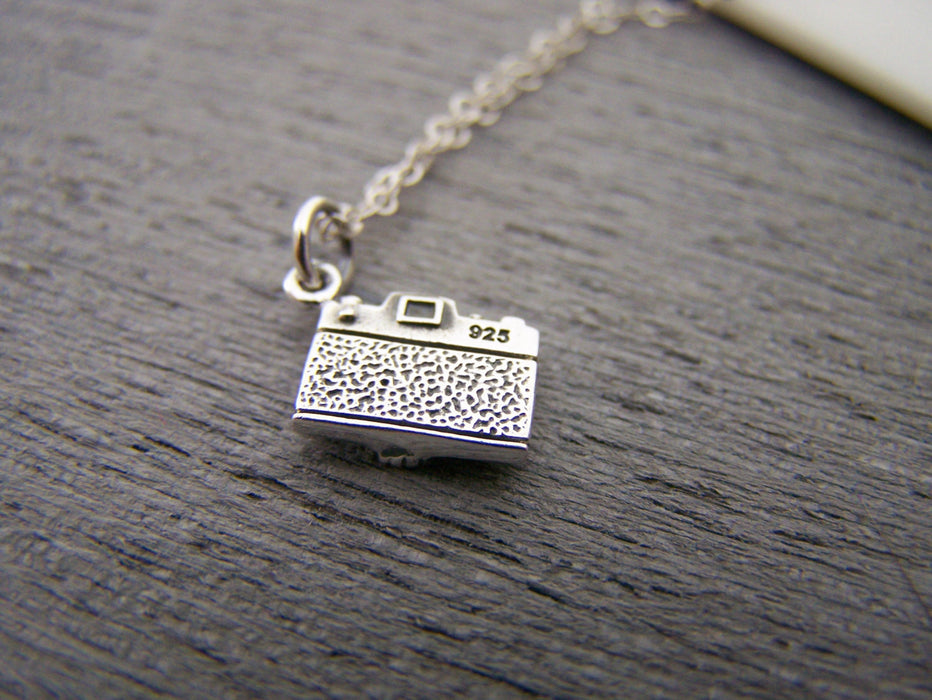 Tiny Camera Charm Photographer Sterling Silver Necklace / Gift for Her