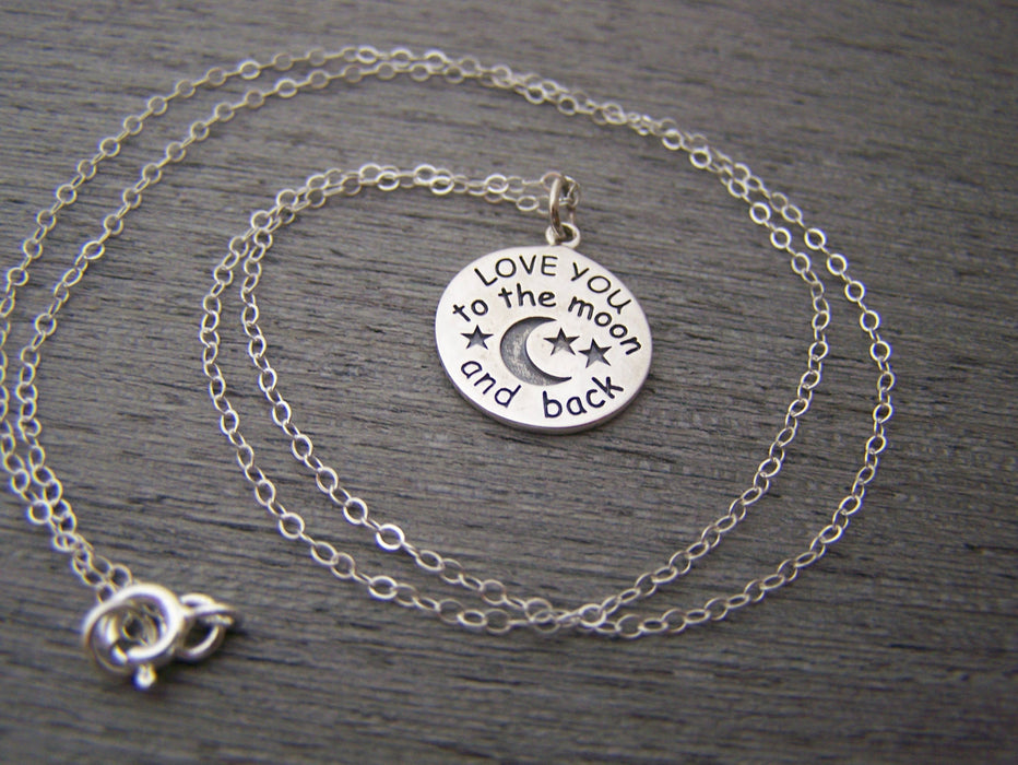 I Love You To The Moon and Back Sterling Silver Necklace