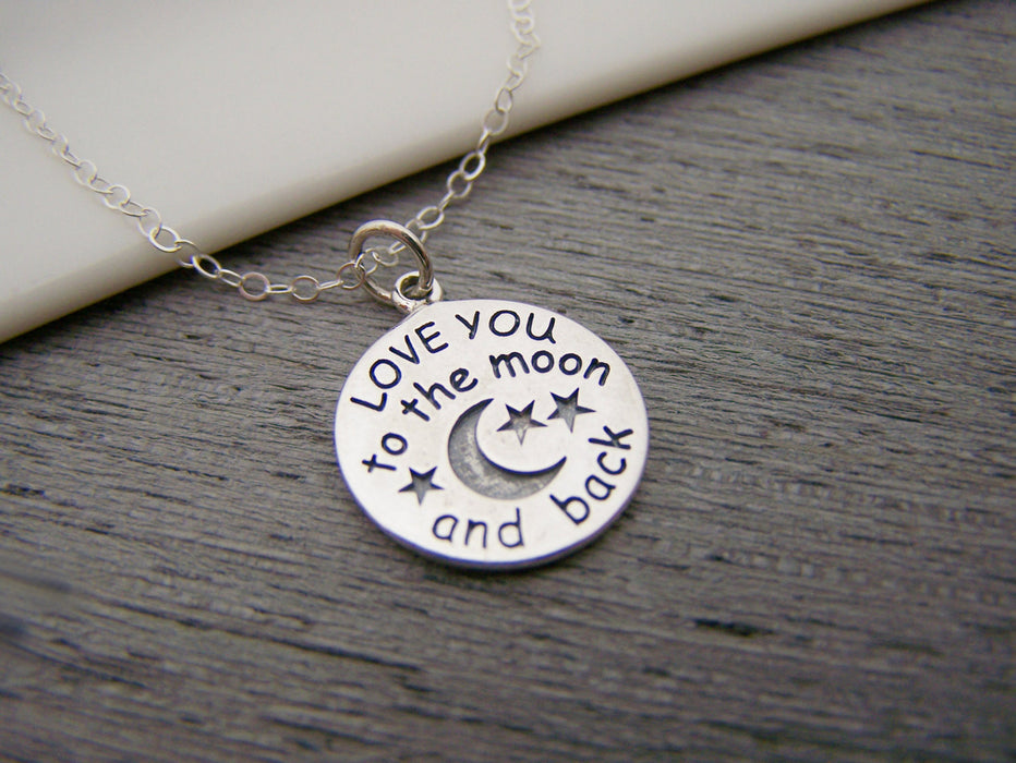 I Love You To The Moon and Back Sterling Silver Necklace