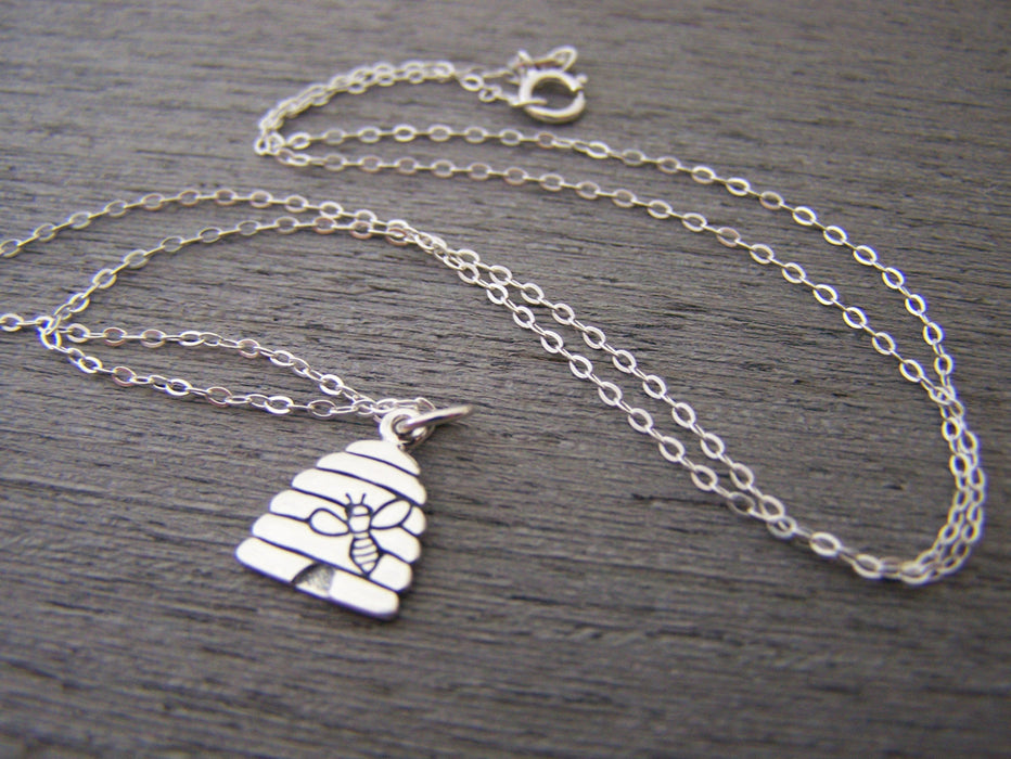 Beehive Tiny Sterling Silver Necklace