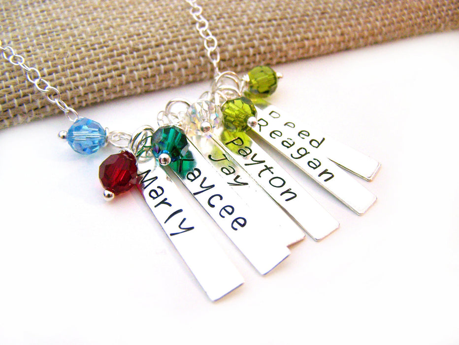 Family Names - Hand Stamped Name Bar Personalized Sterling Silver Necklace