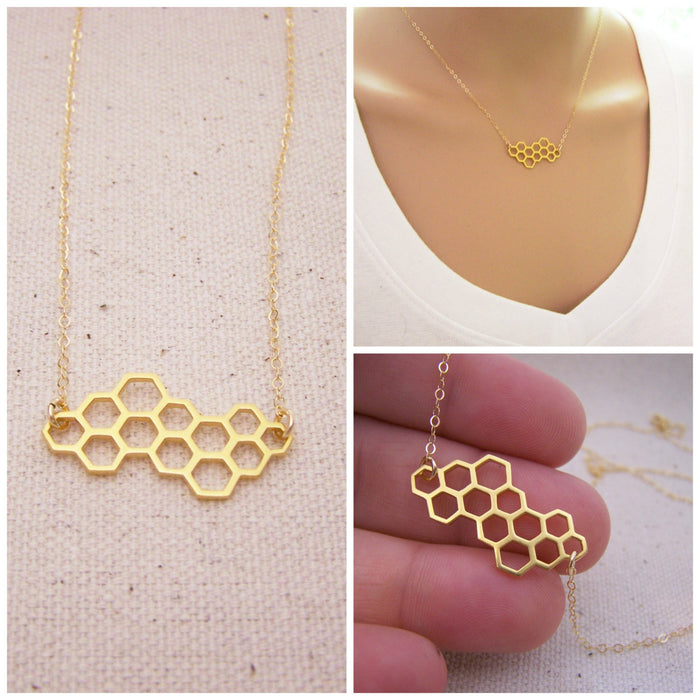 Honeycomb Gold Filled Necklace