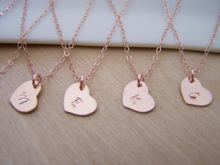 Tiny Rose Gold Heart Custom Initial Necklace