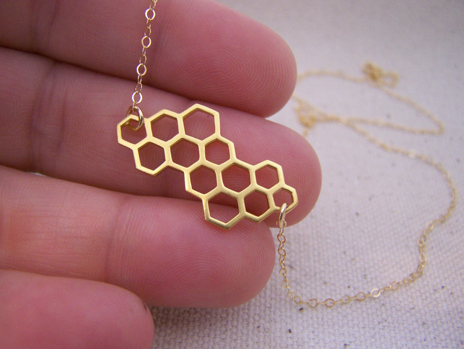 Honeycomb Gold Filled Necklace