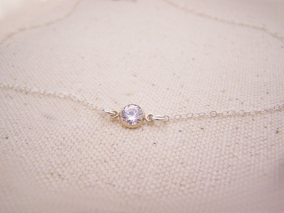 Tiny Diamond Sterling Silver Choker Necklace