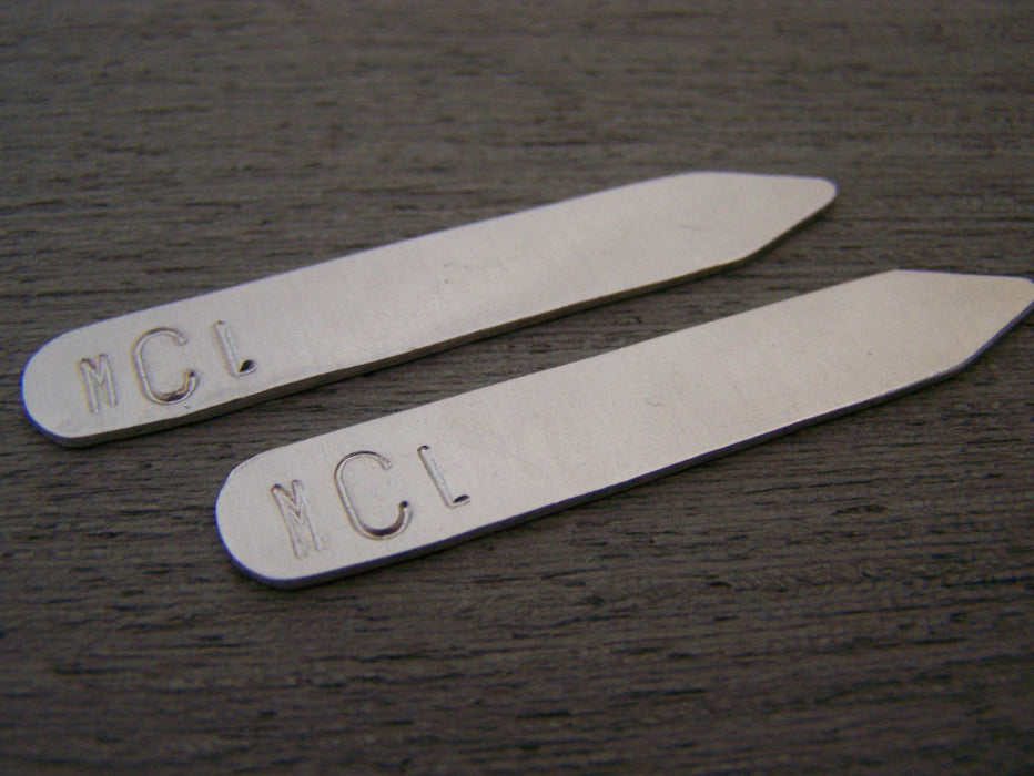 Monogrammed Collar Stays - Personalized Gift -  Hand Stamped Collar Stays / Gift for Him - Mens Accessory - Anniversary Gift