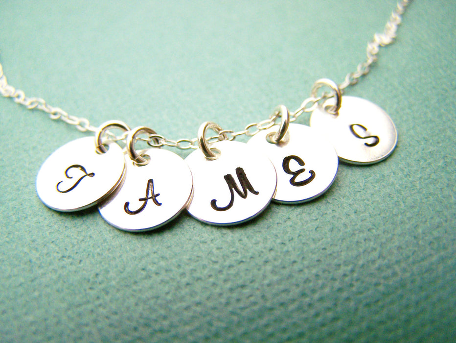 Tiny Initial Necklace - Hand Stamped Sterling Silver Initial Necklace