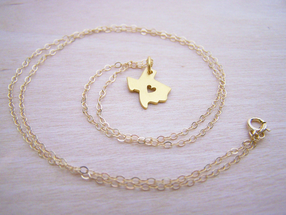 Texas State 14k Gold Filled Necklace