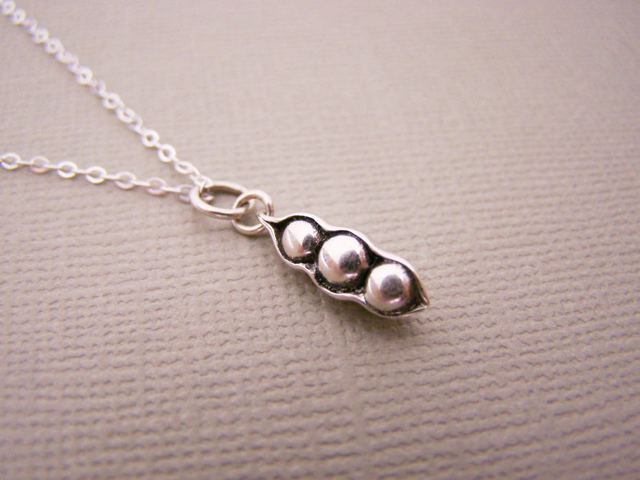 Tiny Pea Pod Sterling Silver Necklace