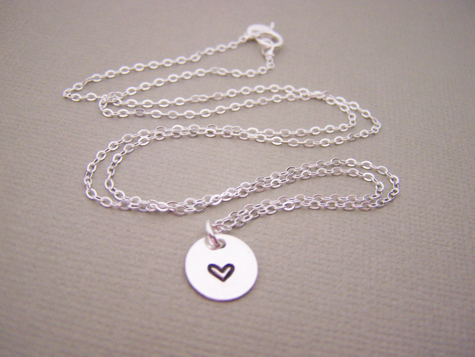 Tiny Heart Hand-stamped Sterling Silver Necklace