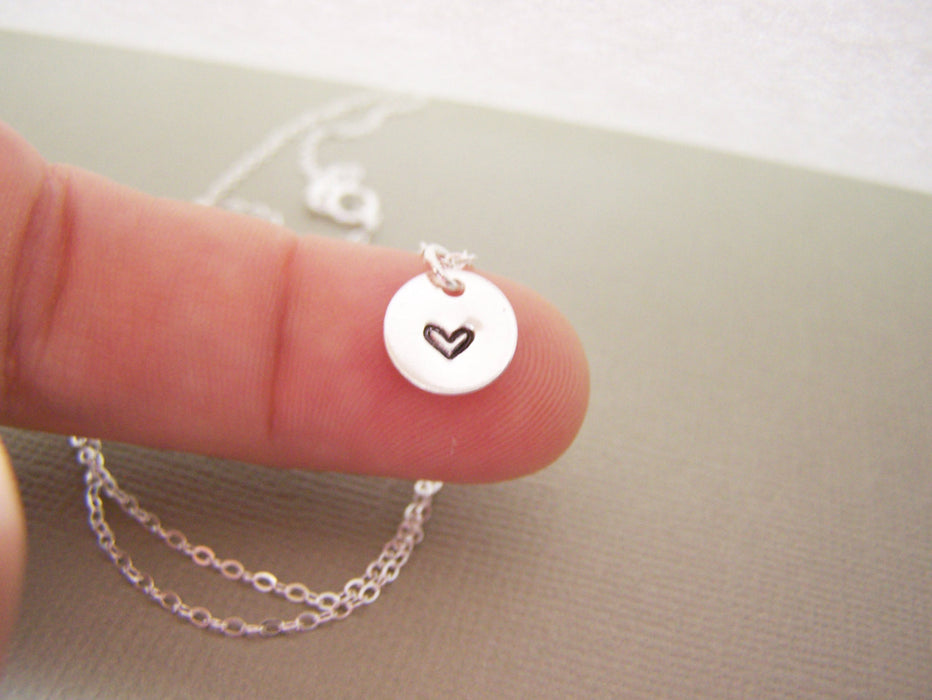 Tiny Heart Hand-stamped Sterling Silver Necklace