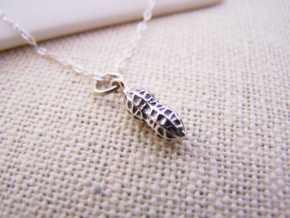 Tiny Peanut Sterling Silver Necklace